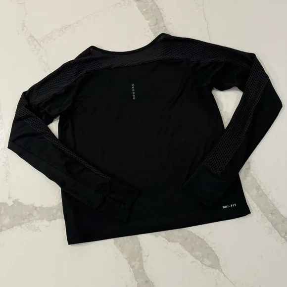 Nike Dri-FIT Long Sleeve Running Top Women’s Small Black Activewear Workout Gym - Picture 7 of 7